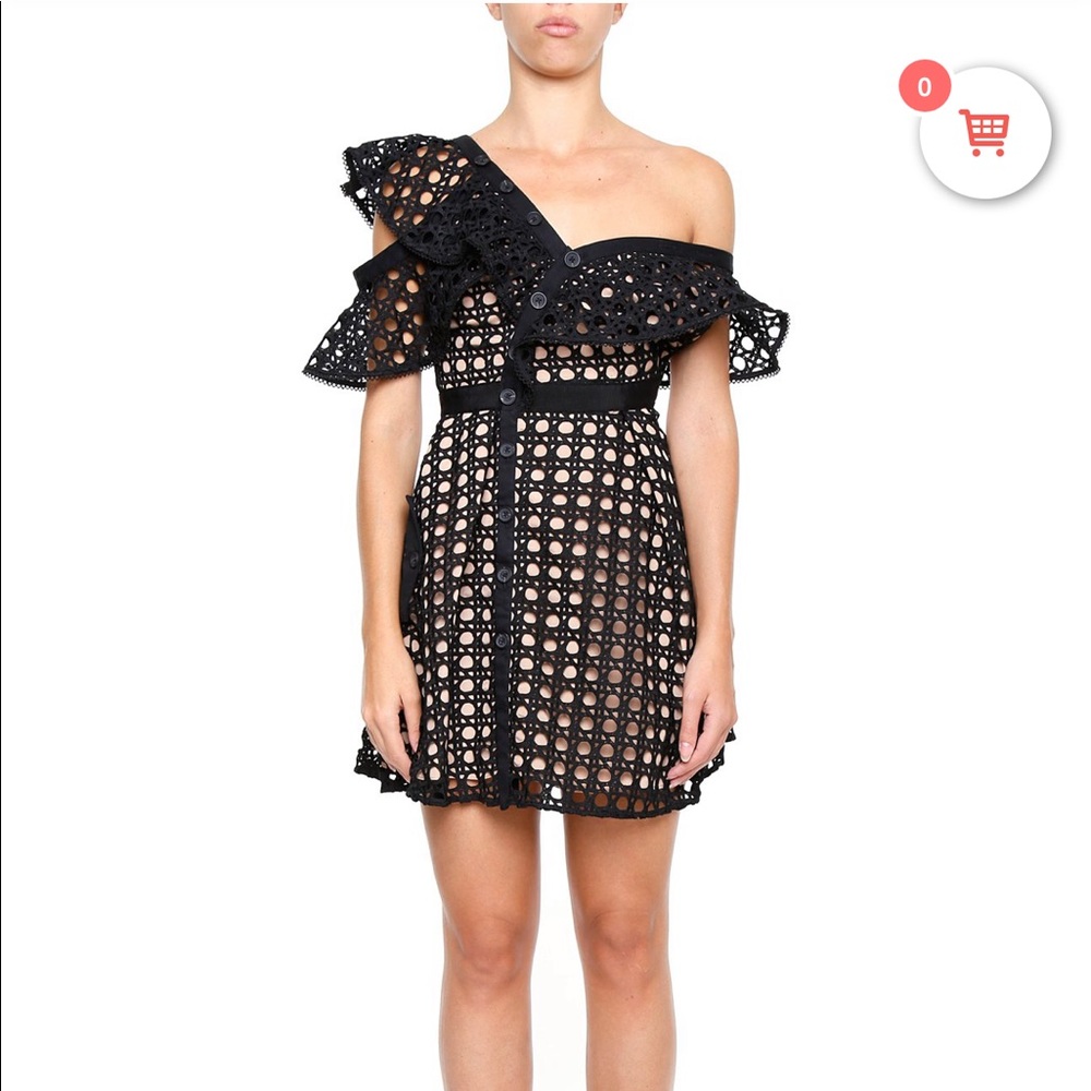 Self Portrait Guipure Frill Mini Dress SIZE 4